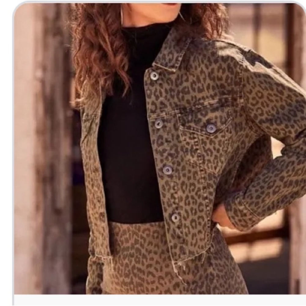 Pistola cropped animal print denim jacket